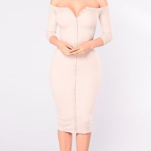 Fashion Nova Puppy Love Dress NWOT- Taupe XL